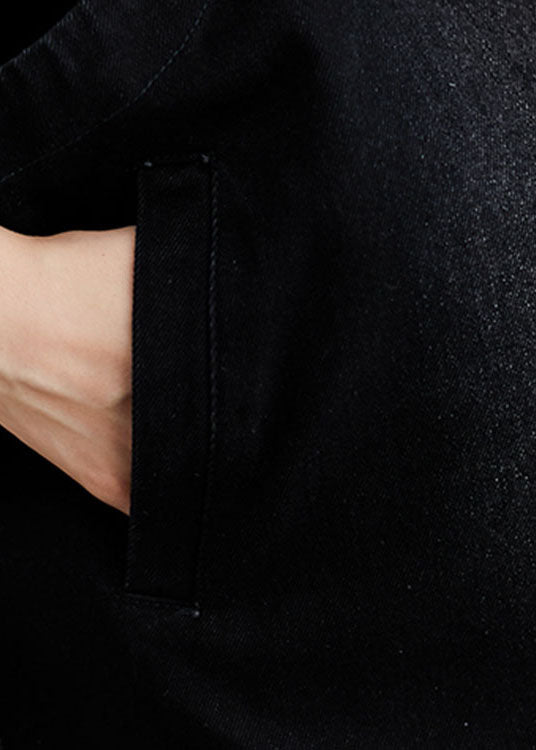 Herre Denim Trench Vest med Hette og Knapper 4