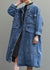 Herre Denim Trenchcoat med Knapp og Lommer 2