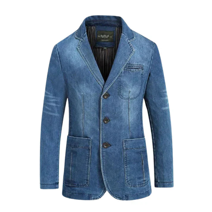 Herre Denimblazer Trendy Formell Uformell Stil 0