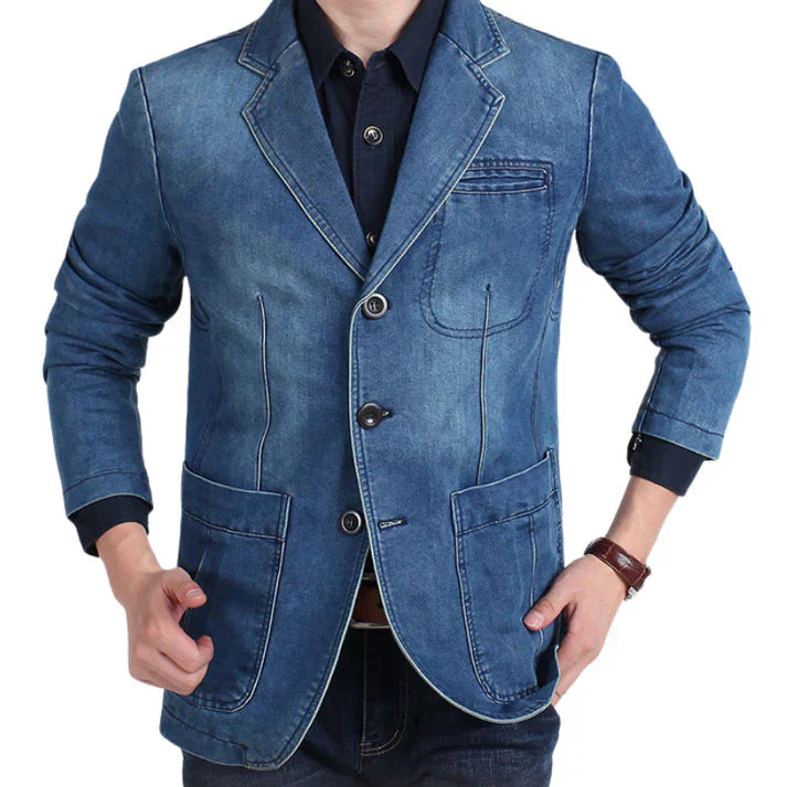 Herre Denimblazer Trendy Formell Uformell Stil 1