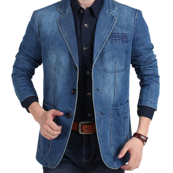 Herre Denimblazer Trendy Formell Uformell Stil 2