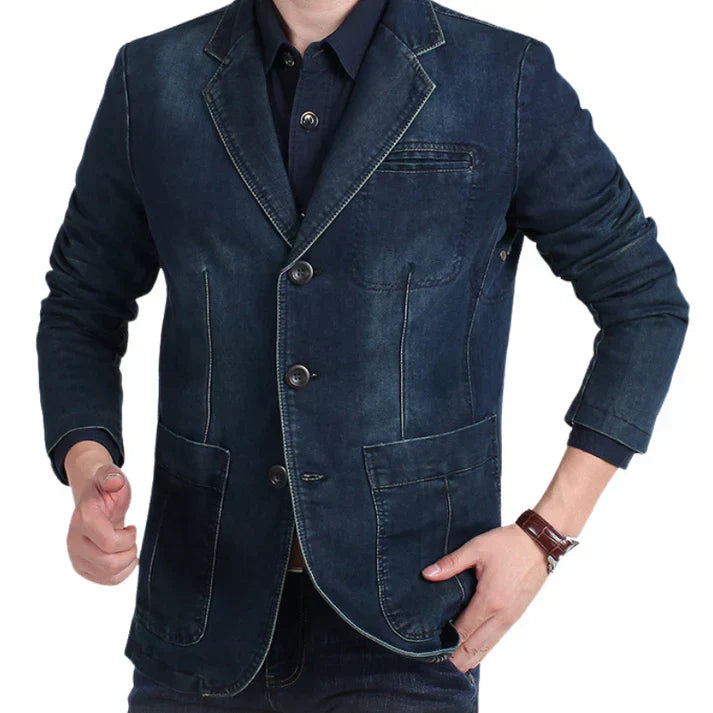 Herre Denimblazer Trendy Formell Uformell Stil 4