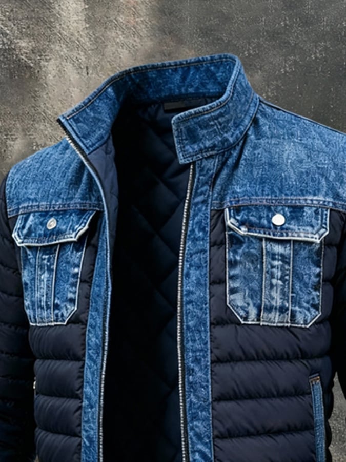 Herre Denimjakke Klassisk Dobbel 2