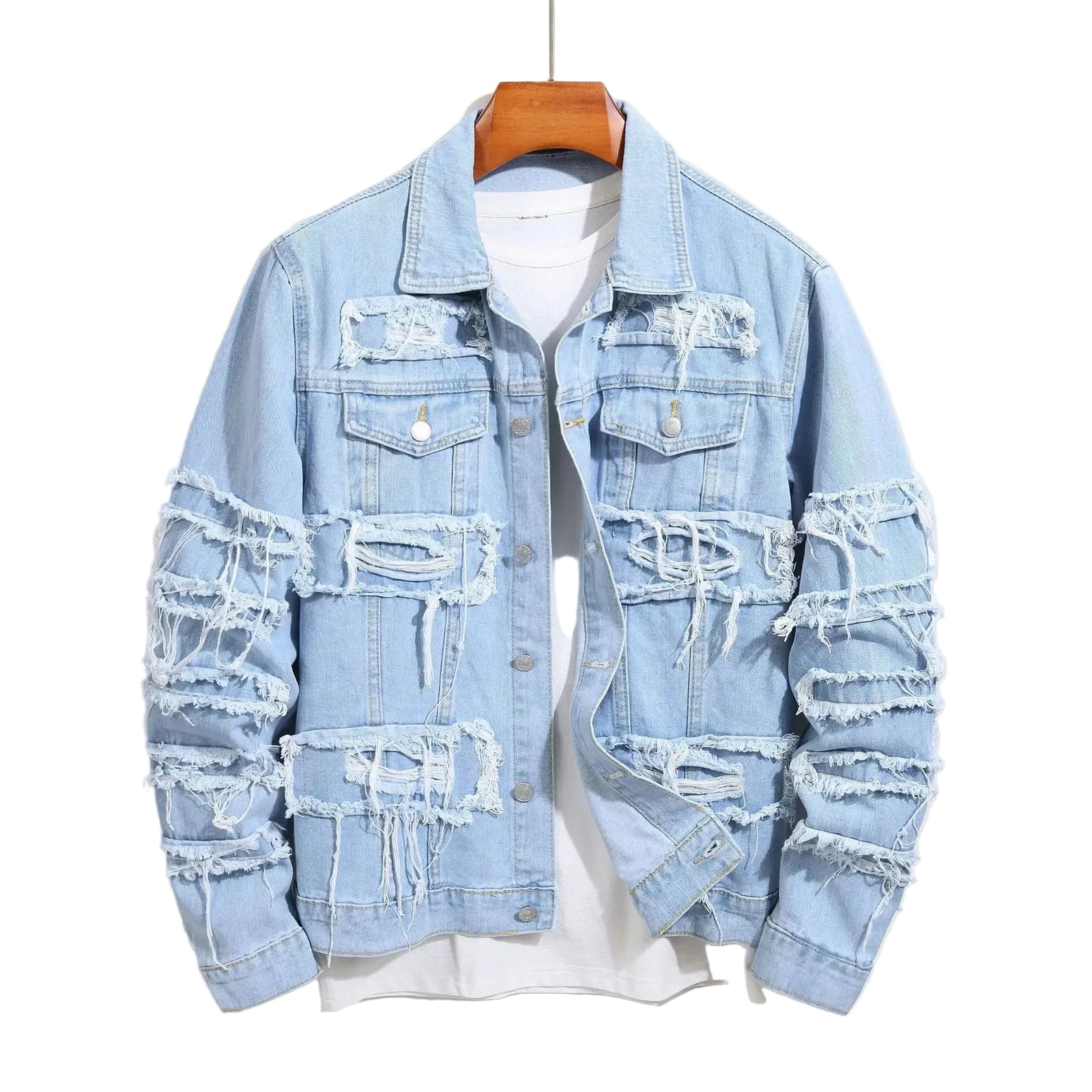 Herre Denimjakke Robust Slank Passform 0