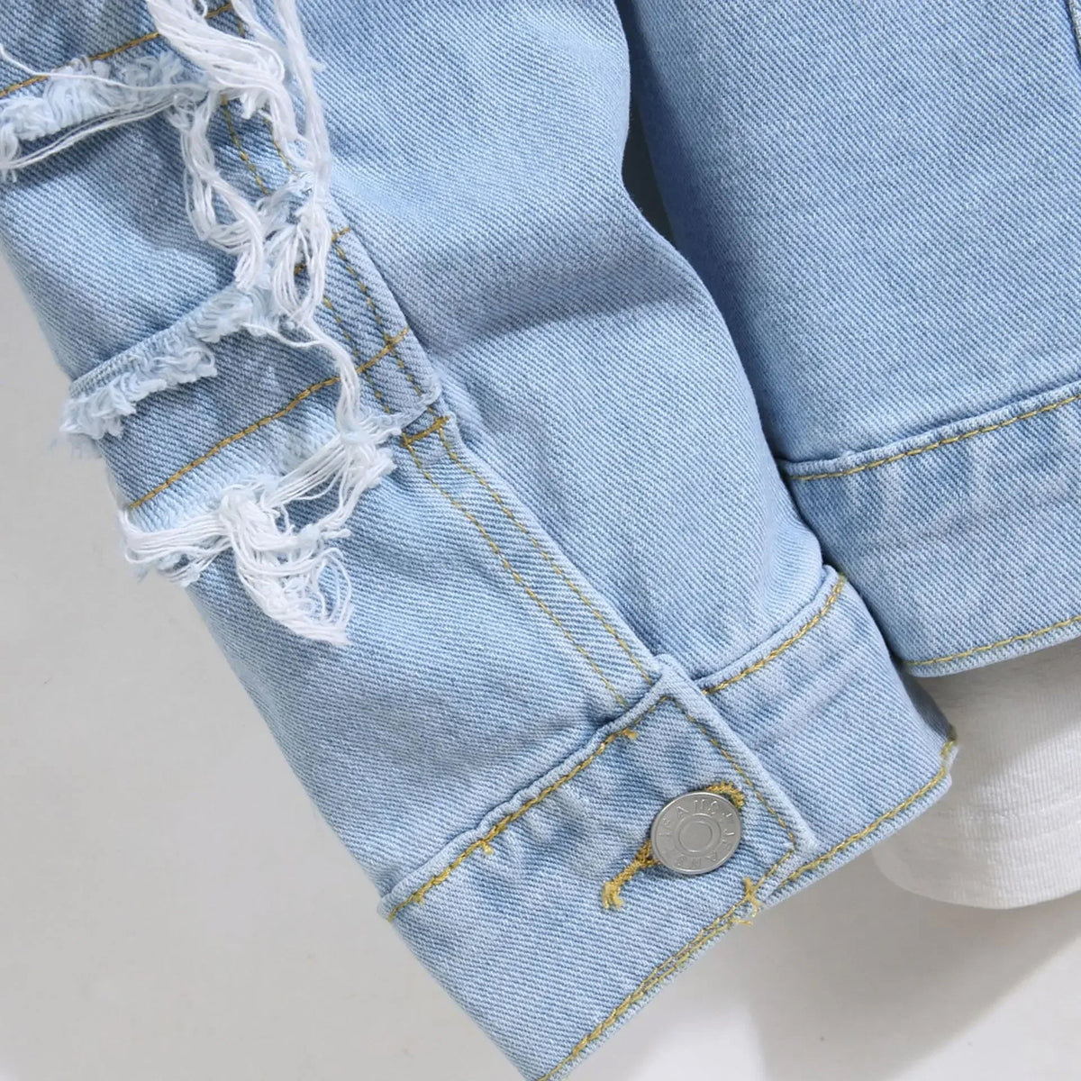 Herre Denimjakke Robust Slank Passform 3