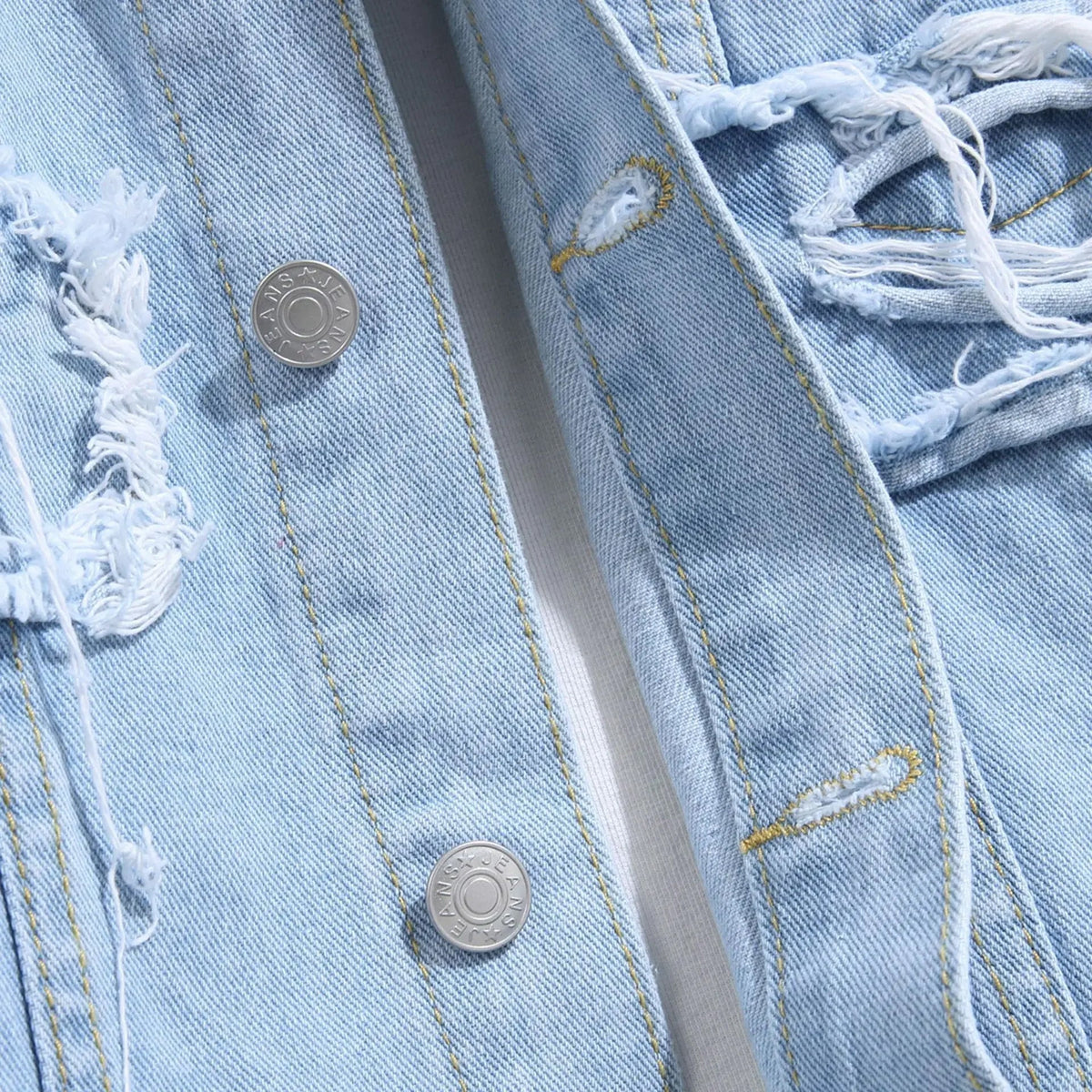 Herre Denimjakke Robust Slank Passform 5