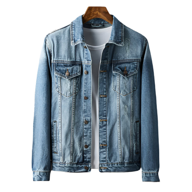 Herre Denimjakke Skreddersydd Royal Denim med Kontrastpiping 0