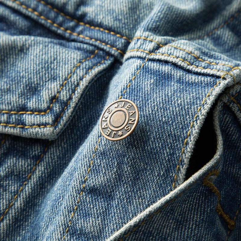 Herre Denimjakke Skreddersydd Royal Denim med Kontrastpiping 3