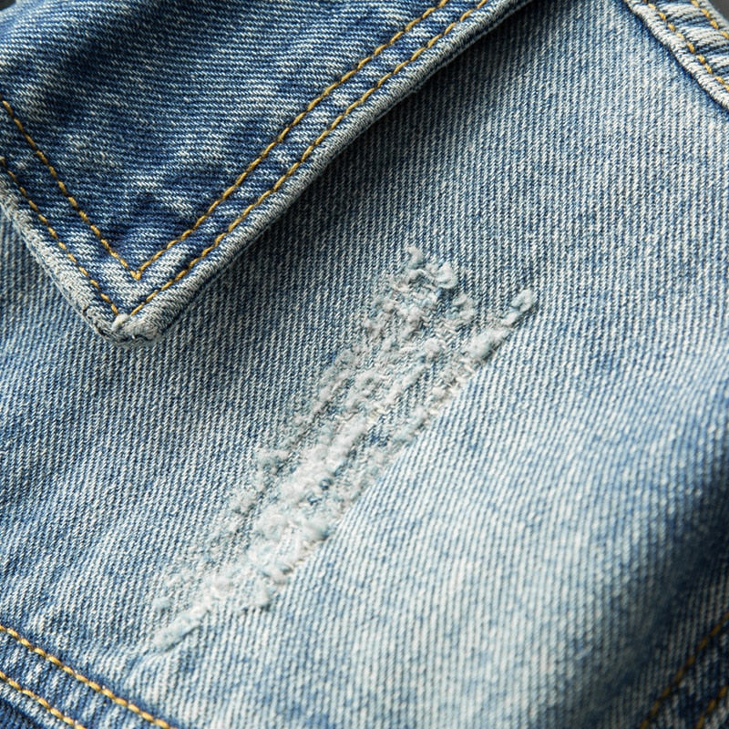 Herre Denimjakke Skreddersydd Royal Denim med Kontrastpiping 4