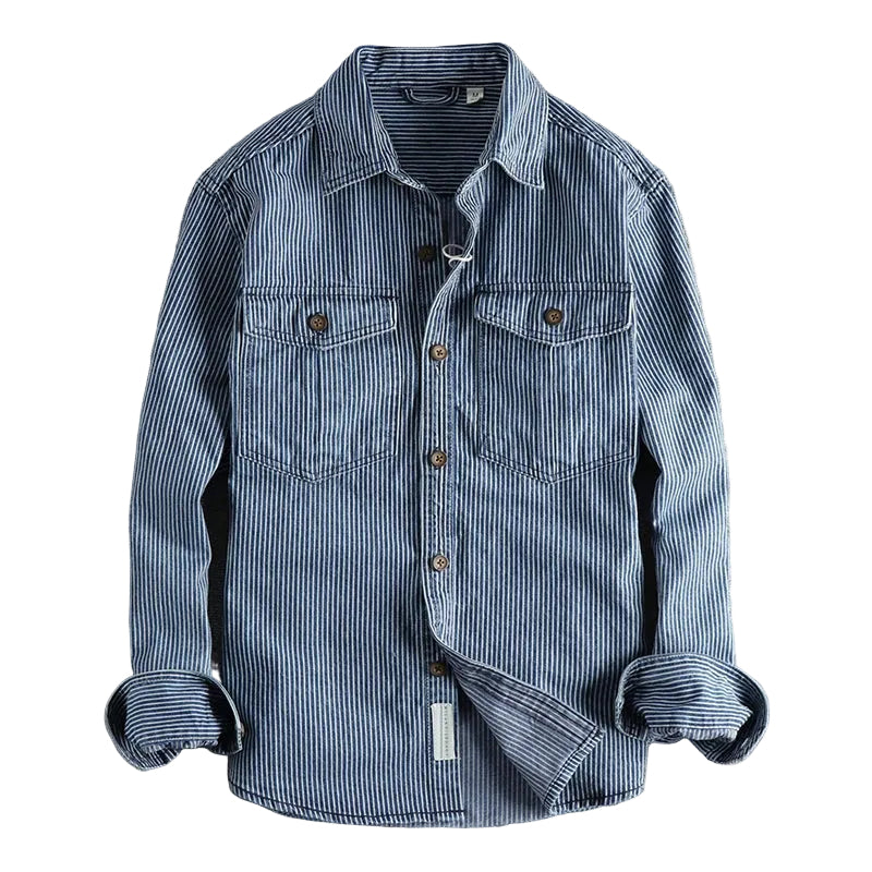 Herre Dongeriskjorte Vintage Stil 0