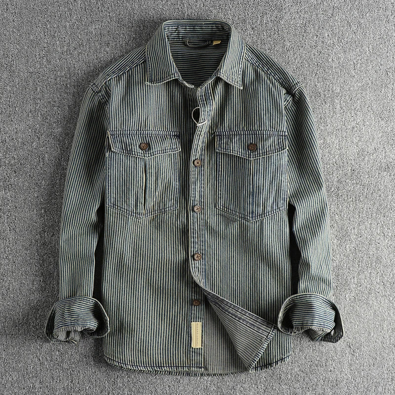 Herre Dongeriskjorte Vintage Stil 1