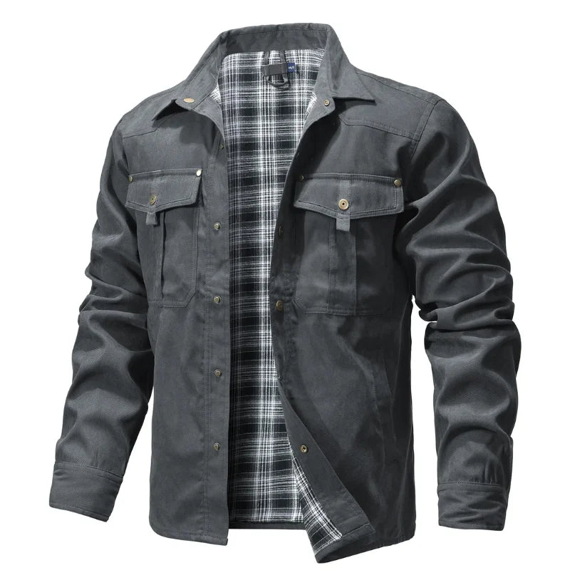 Herre Flanellskjorte Fôret Casual Polyester 1