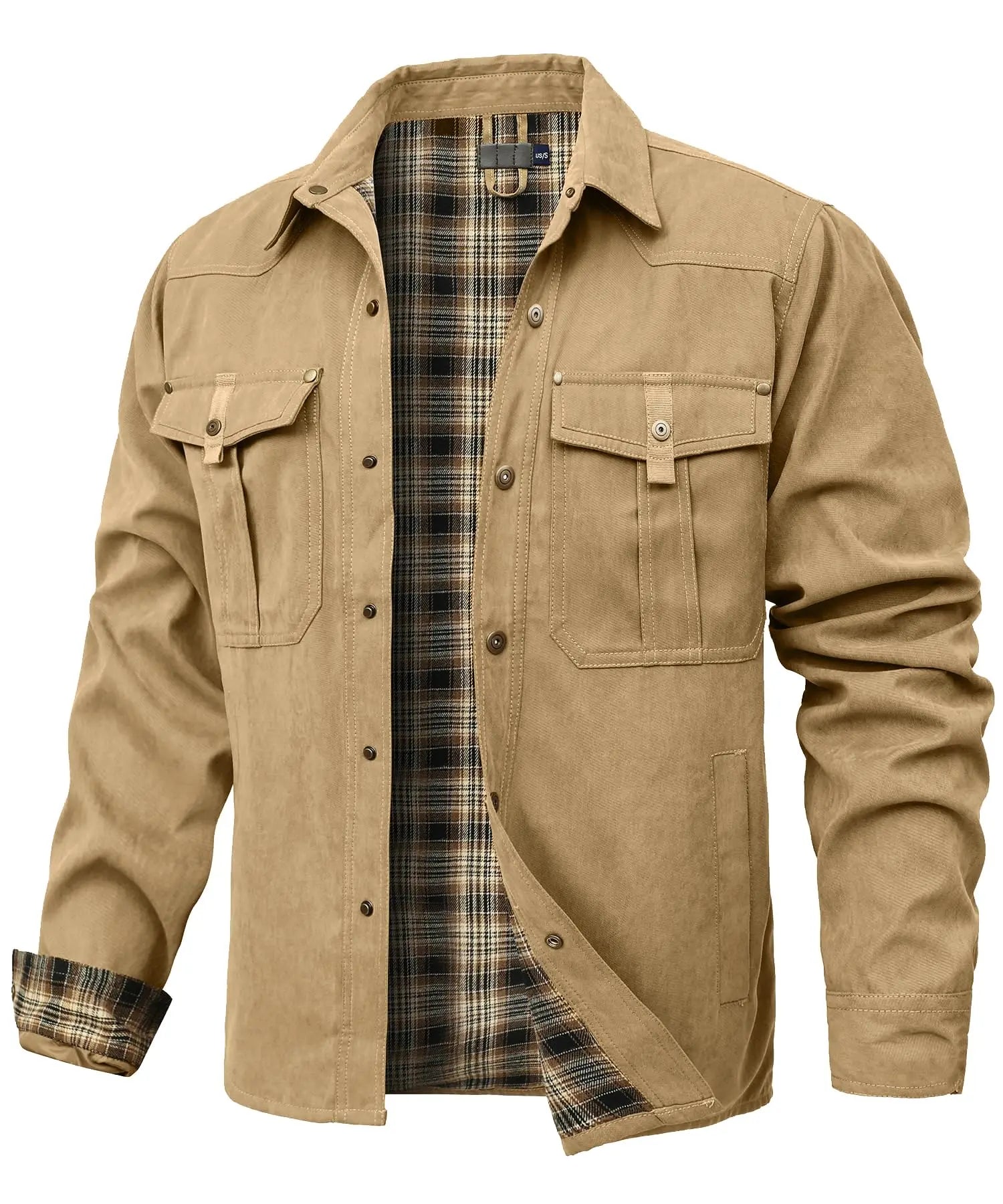 Herre Flanellskjorte Fôret Casual Polyester 6
