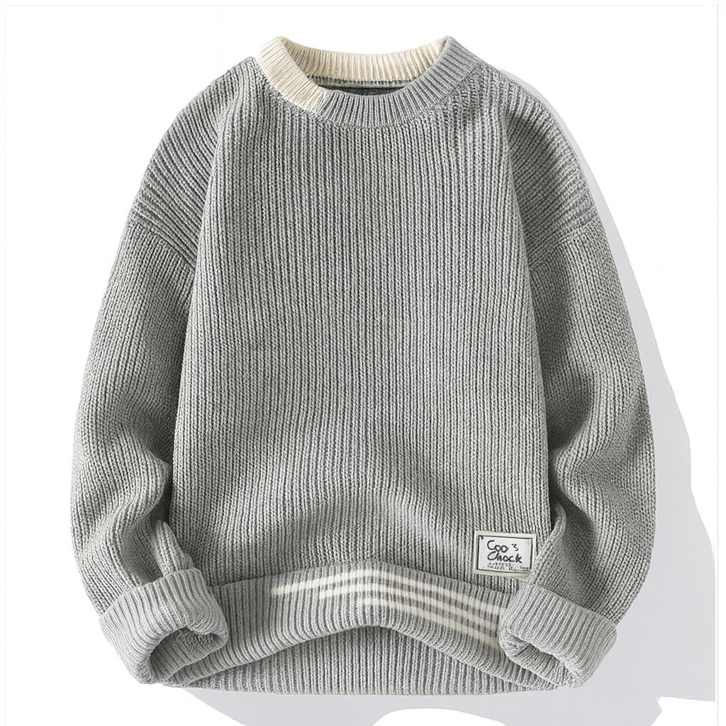 Herre Genser Fargeblokkert Rund Hals Smart Casual 1