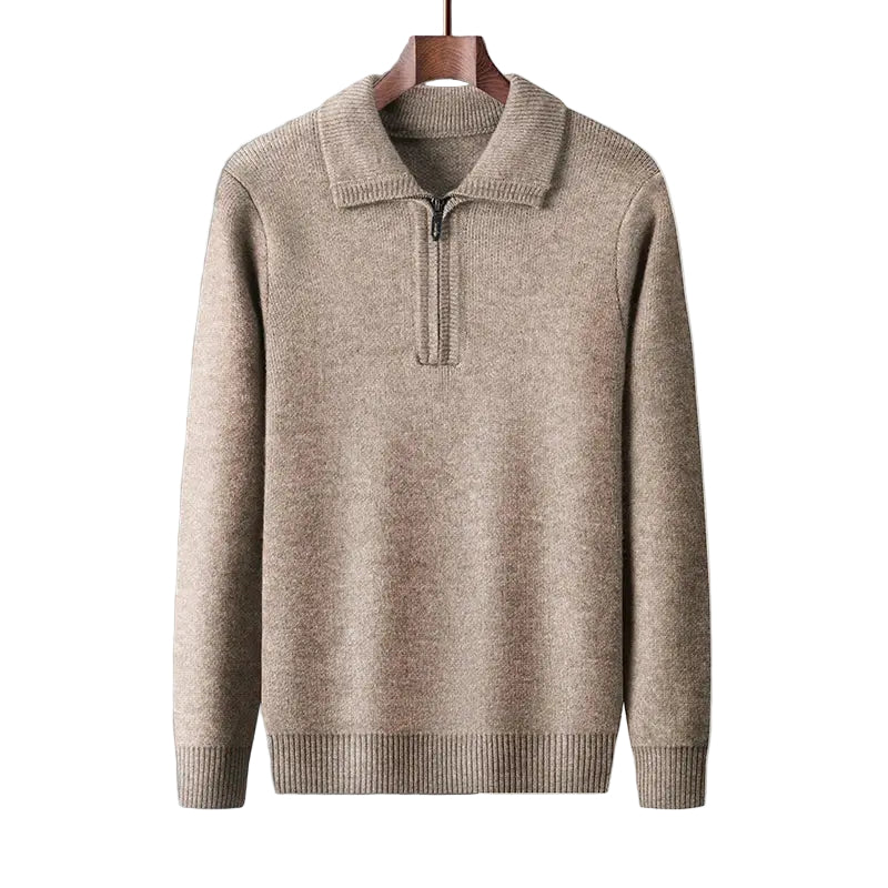 Herre Genser Half Zip Høyhals med Ribbet Kanter 0
