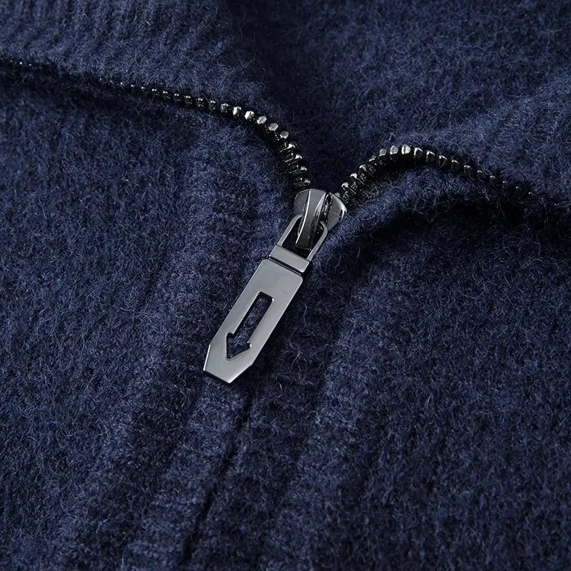 Herre Genser Half Zip Høyhals med Ribbet Kanter 4