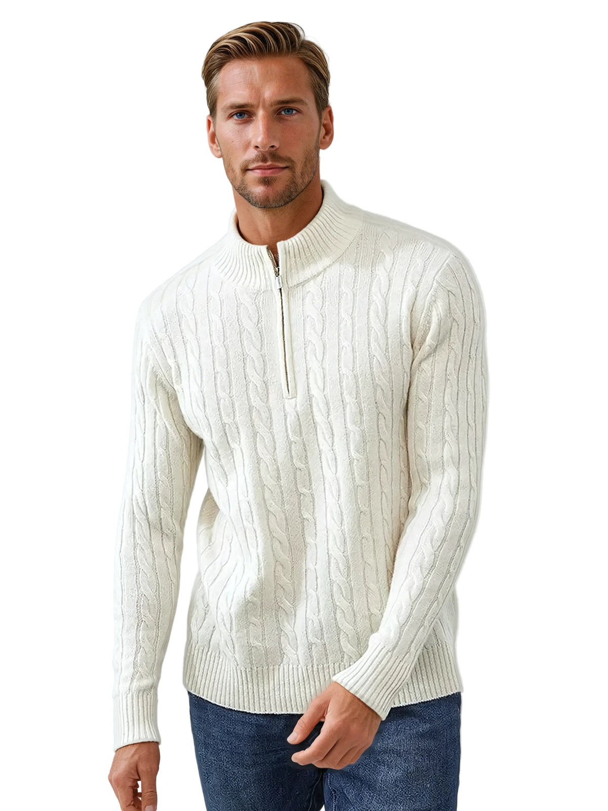 Herre Genser Half Zip Kabelstrikket Stilig Komfortabel 0