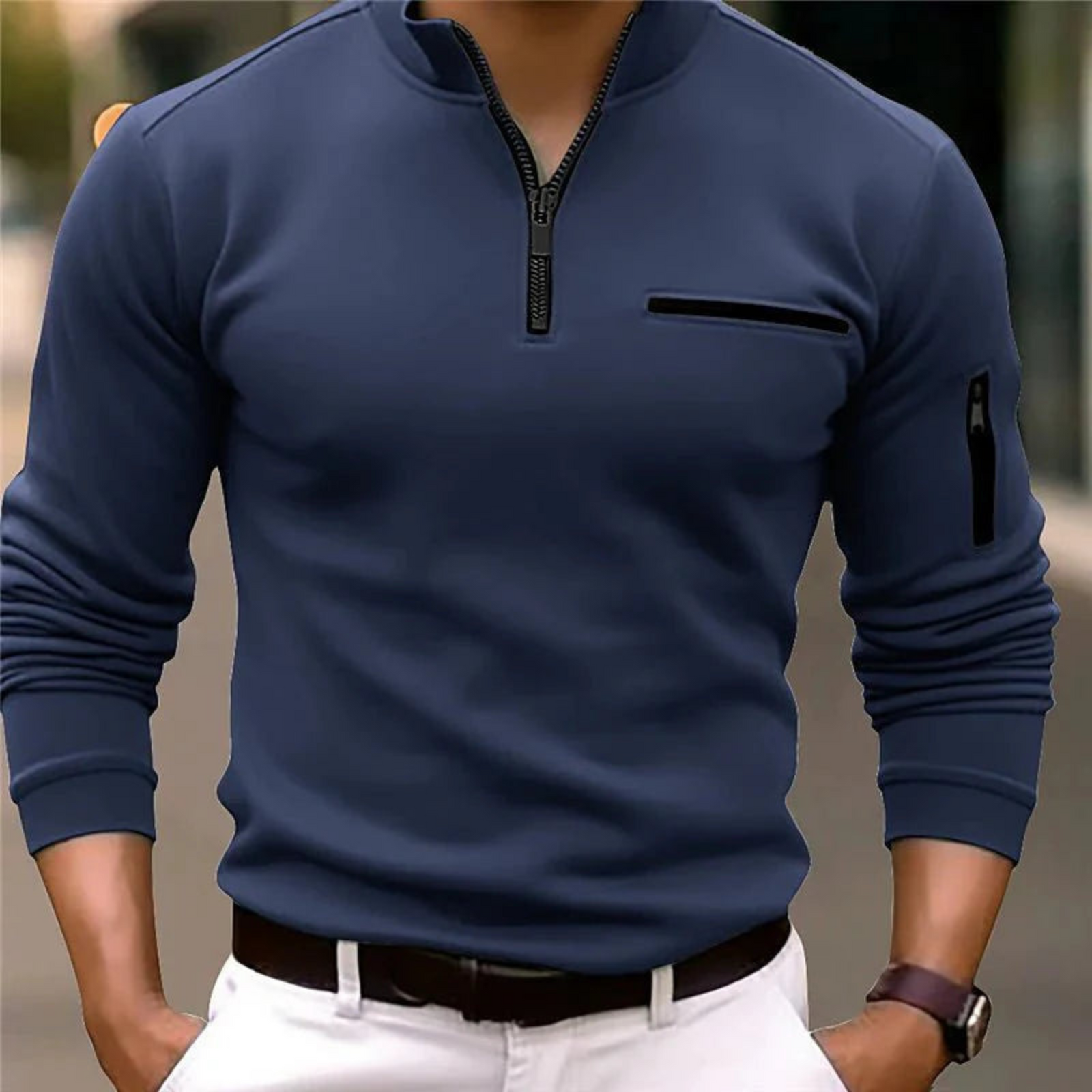 Herre Genser Half Zip Moderne Stil 3