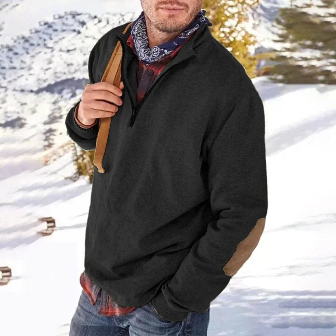 Herre Genser Halv Zip med Unike Albuelapper 5
