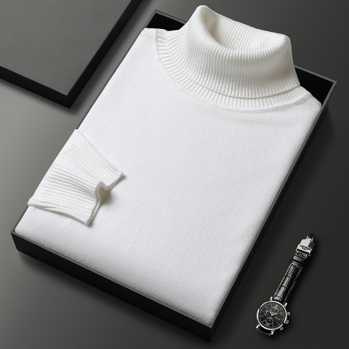 Herre Genser Med Høy Krage Og Ribbestrikkede Mansjetter 11