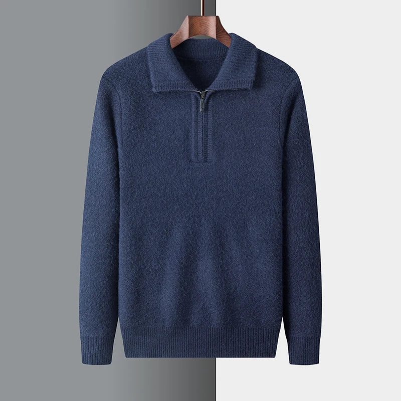 Herre Genser Ribbet Krage Moderne Silhuett 6