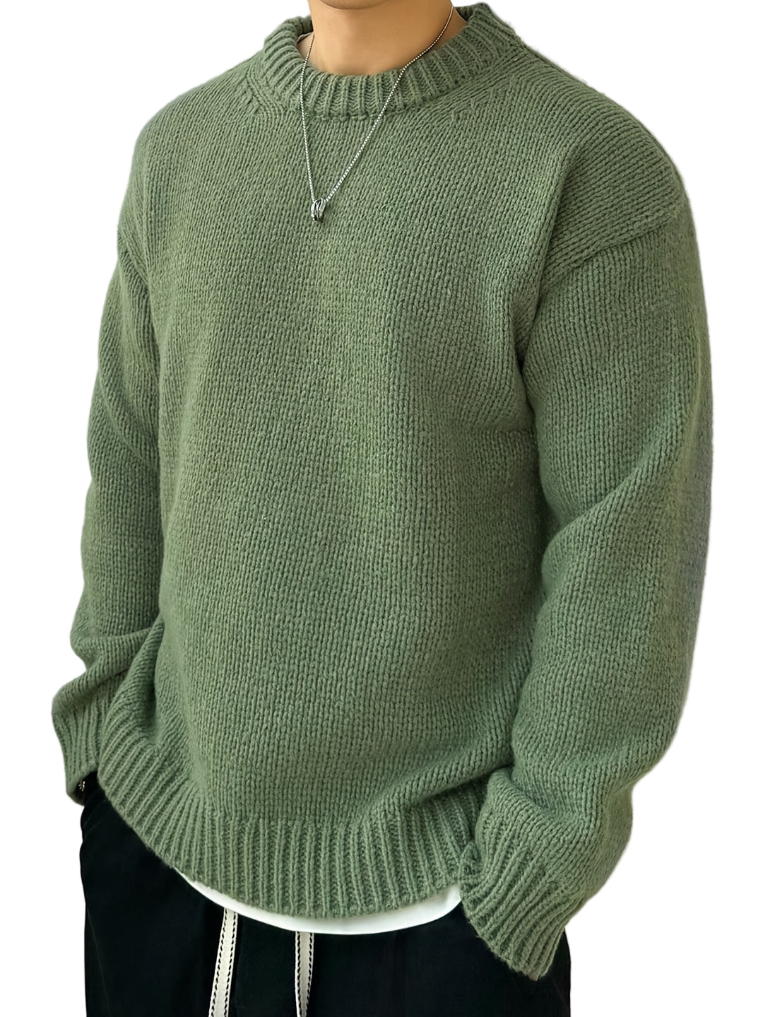 Herre Genser Strikket Enkel Stil 0