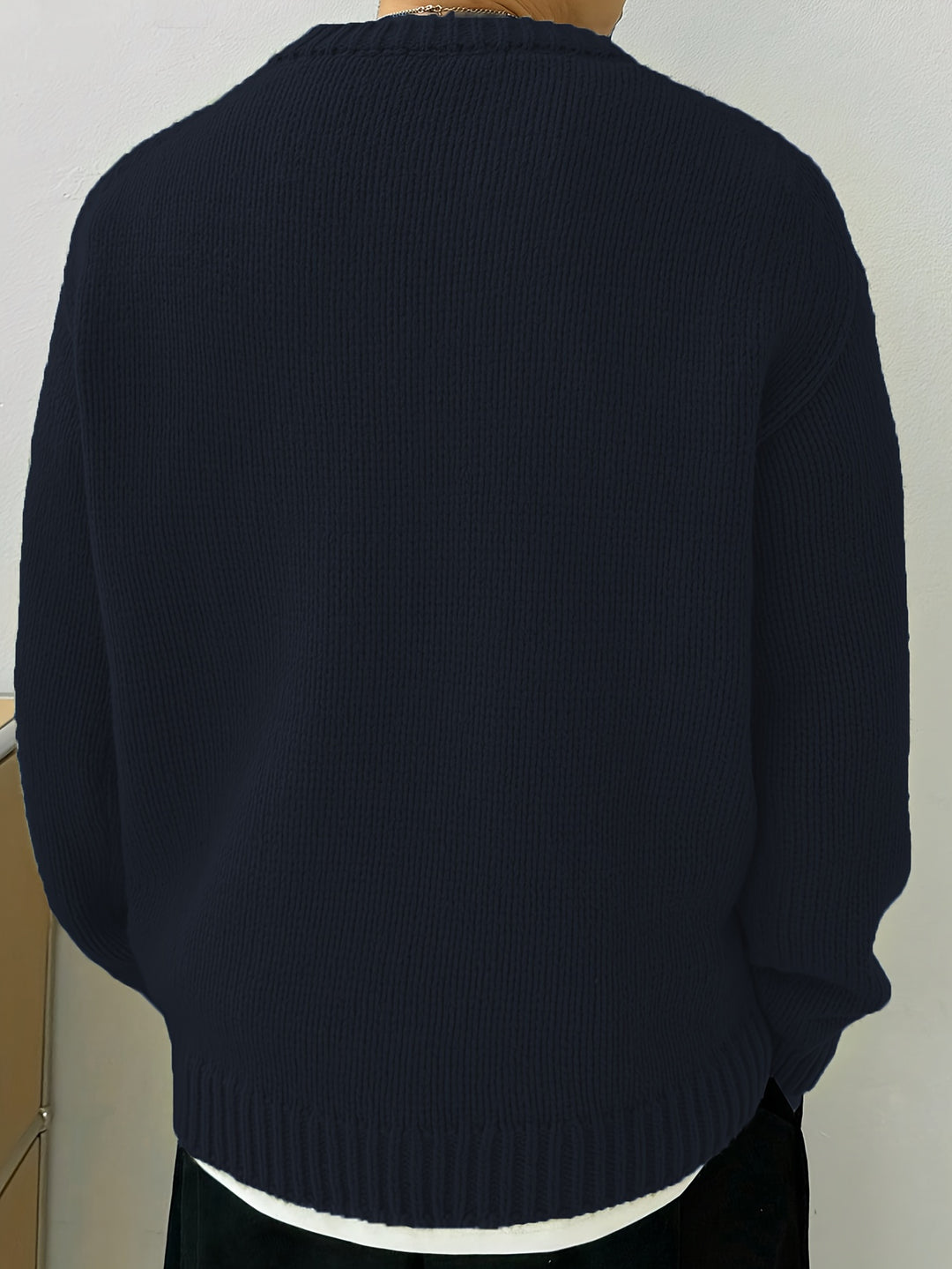 Herre Genser Strikket Enkel Stil 4