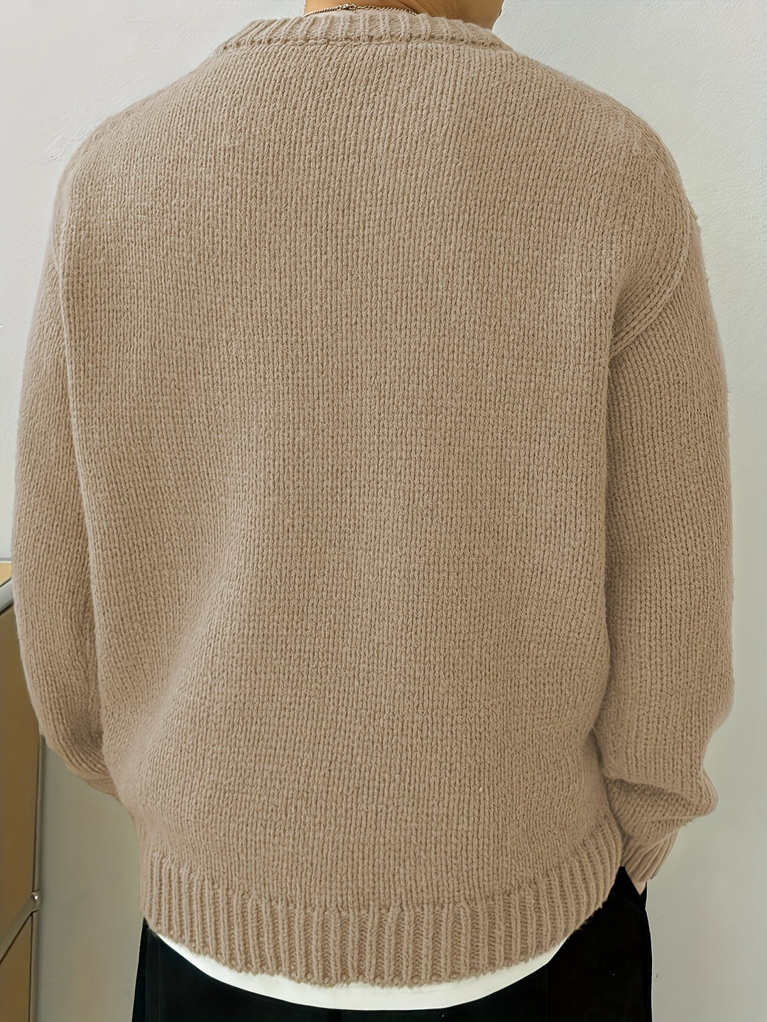 Herre Genser Strikket Enkel Stil 5