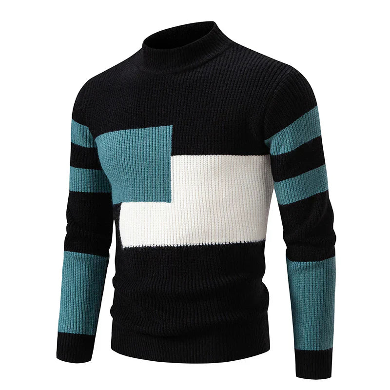 Herre Genser med Fargeblokkdesign 2