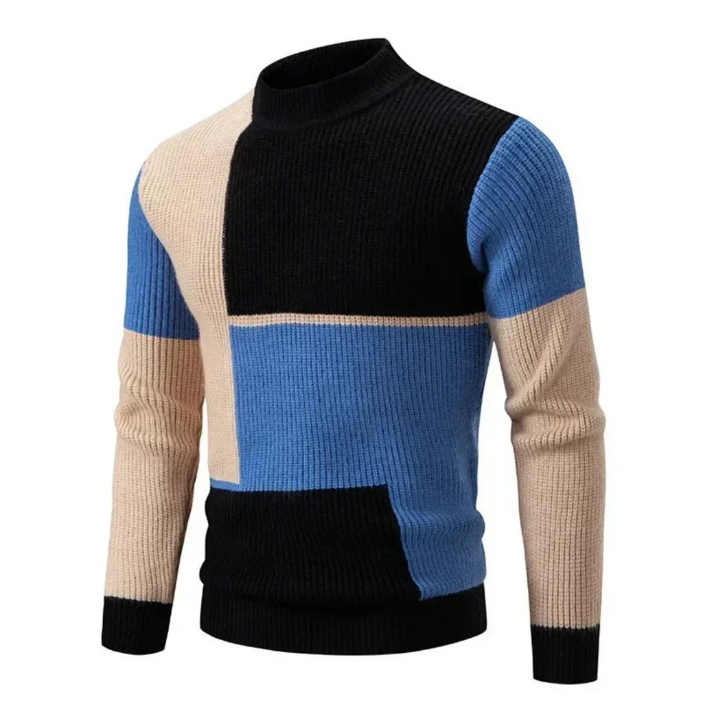 Herre Genser med Fargeblokkdesign 5