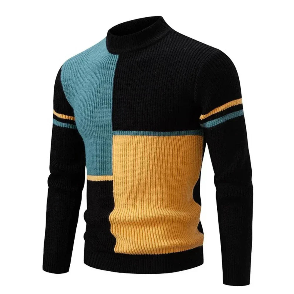 Herre Genser med Fargeblokkdesign 6
