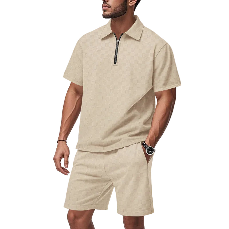 Herre Geometrisk Mønster Polo Set 0