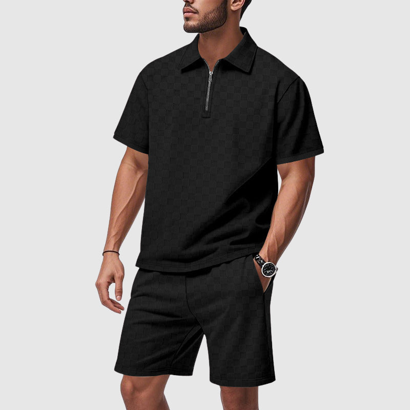 Herre Geometrisk Mønster Polo Set 1