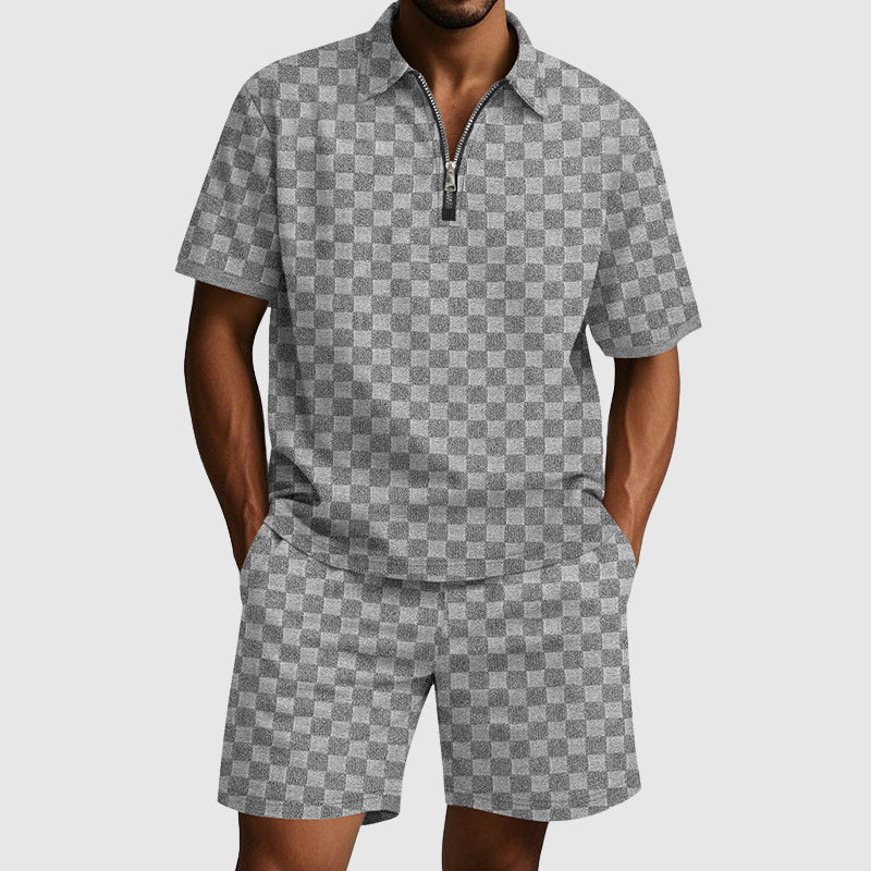 Herre Geometrisk Mønster Polo Set 4