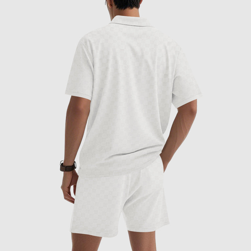 Herre Geometrisk Mønster Polo Set 6