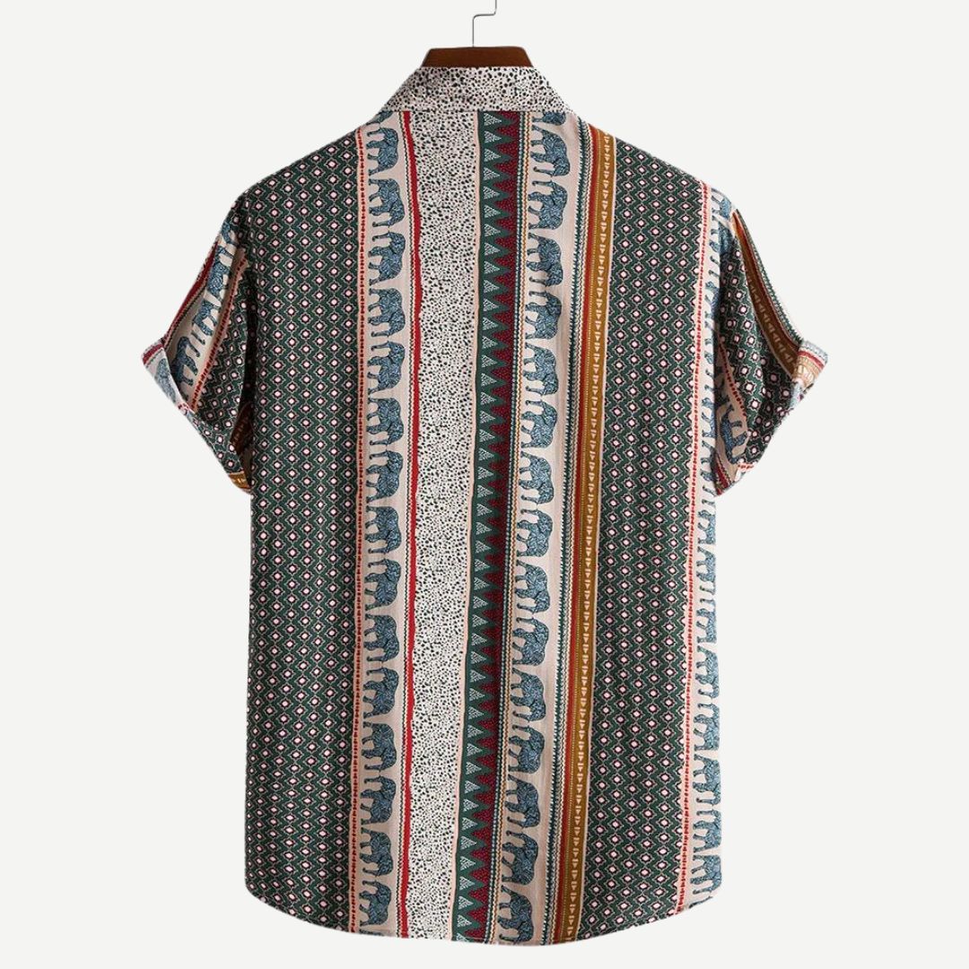 Herre Geometrisk Skjorte med Elefantmotiv 1