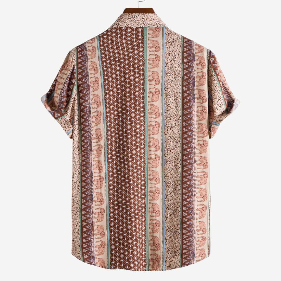 Herre Geometrisk Skjorte med Elefantmotiv 5