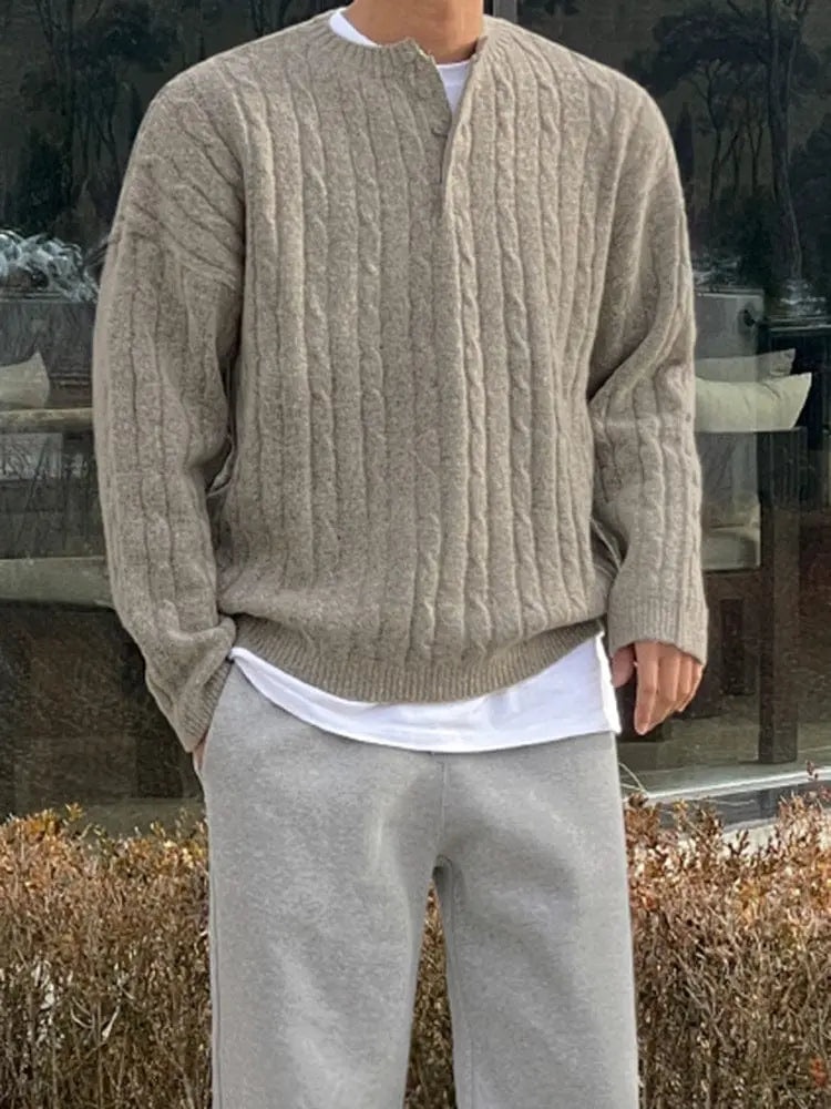 Herre Henley Pullover Stilig Design 1