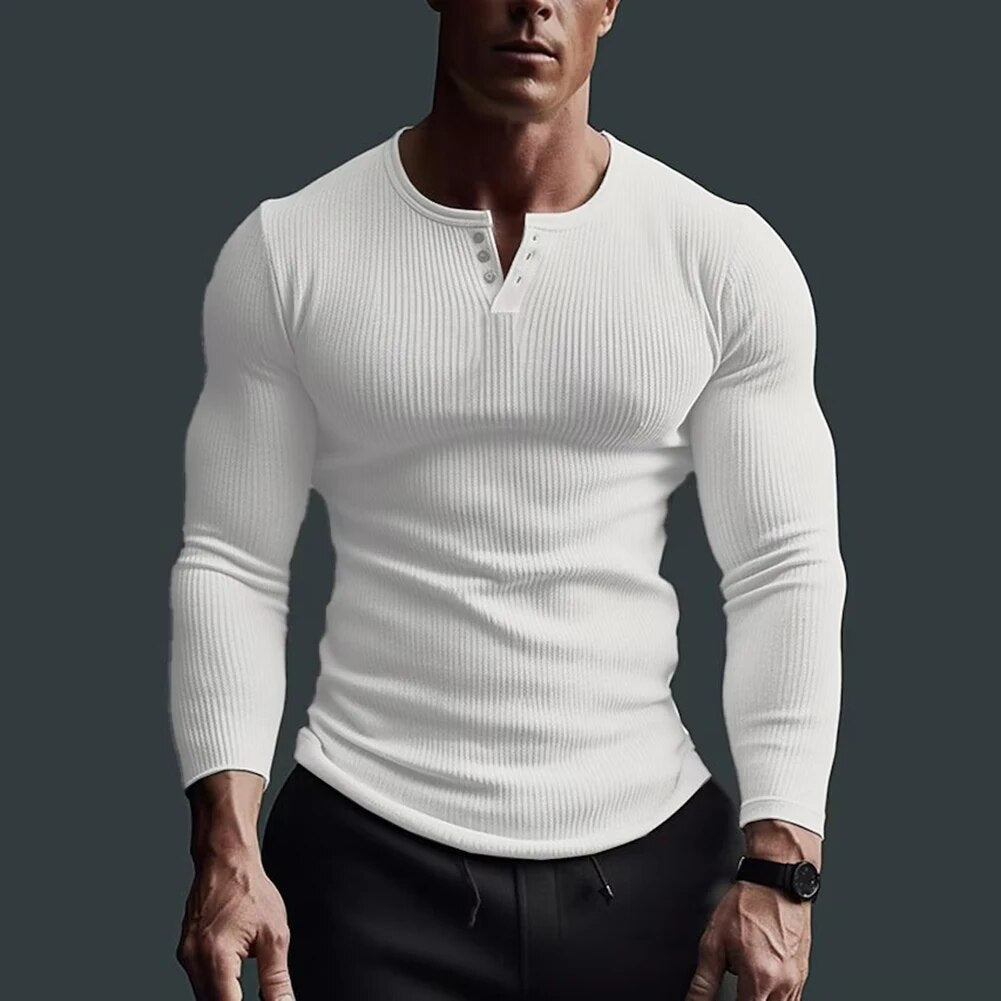 Herre Henley Skjorte Tett Passform 0