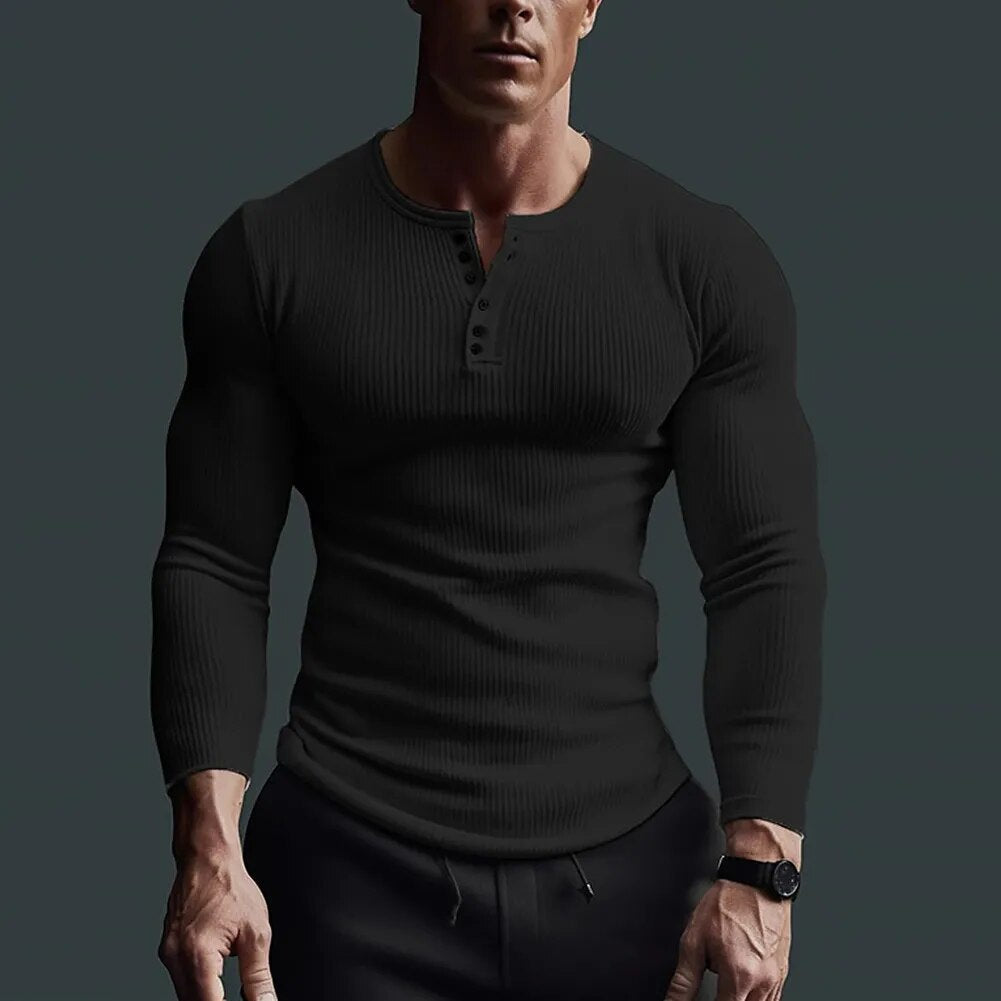 Herre Henley Skjorte Tett Passform 2