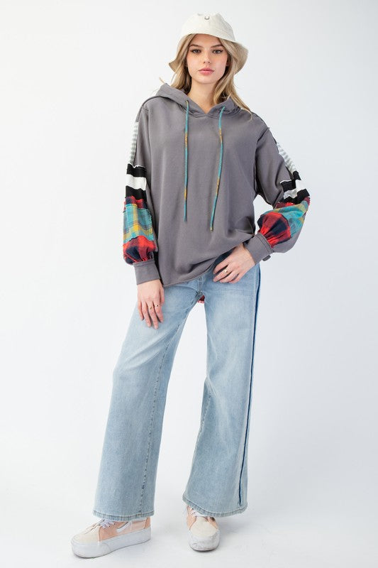 Herre Hoodie Plaid Terry Strikket 1