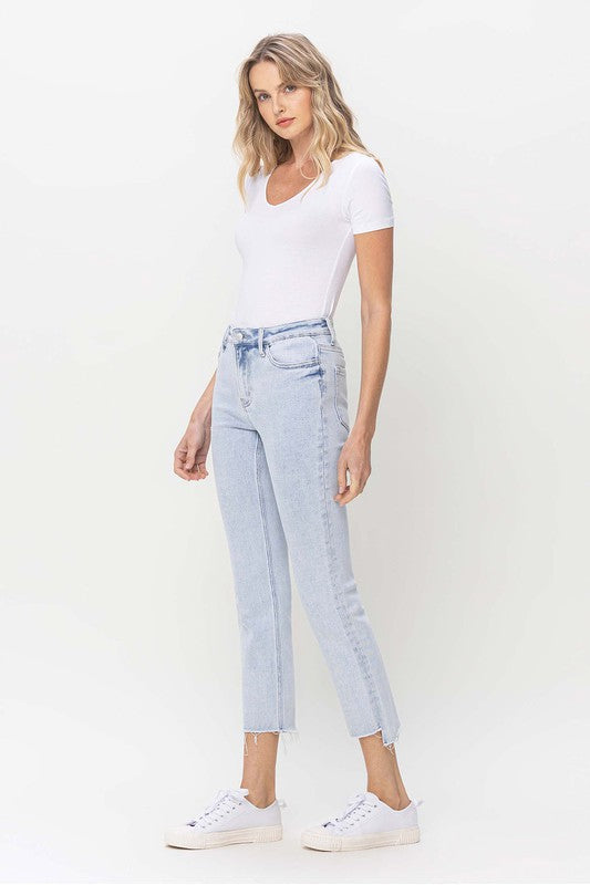 Herre Høy Midje Rett Jeans Lys Denim 2