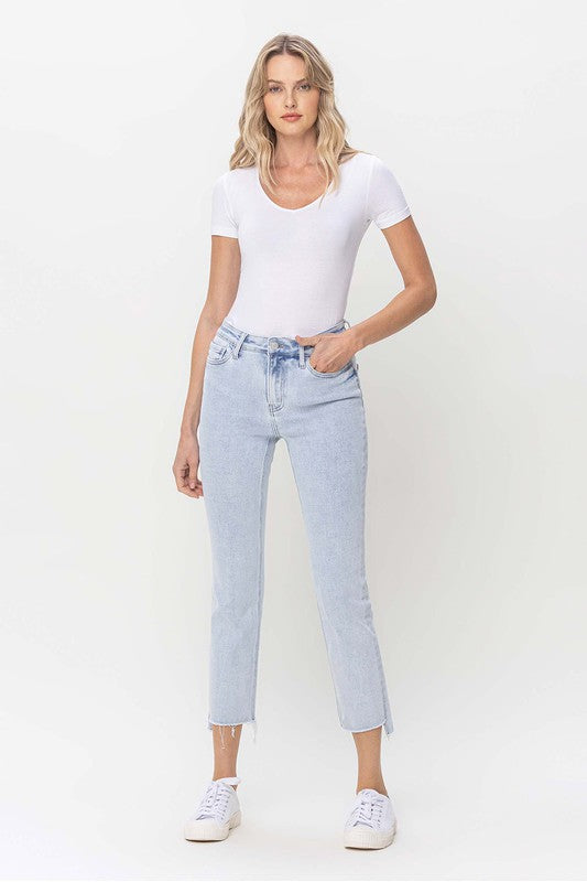 Herre Høy Midje Rett Jeans Lys Denim 3