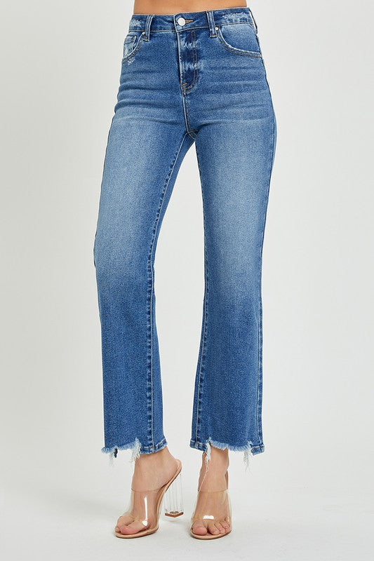 Herre Høyt Liv Avslappede Rett Jeans 1