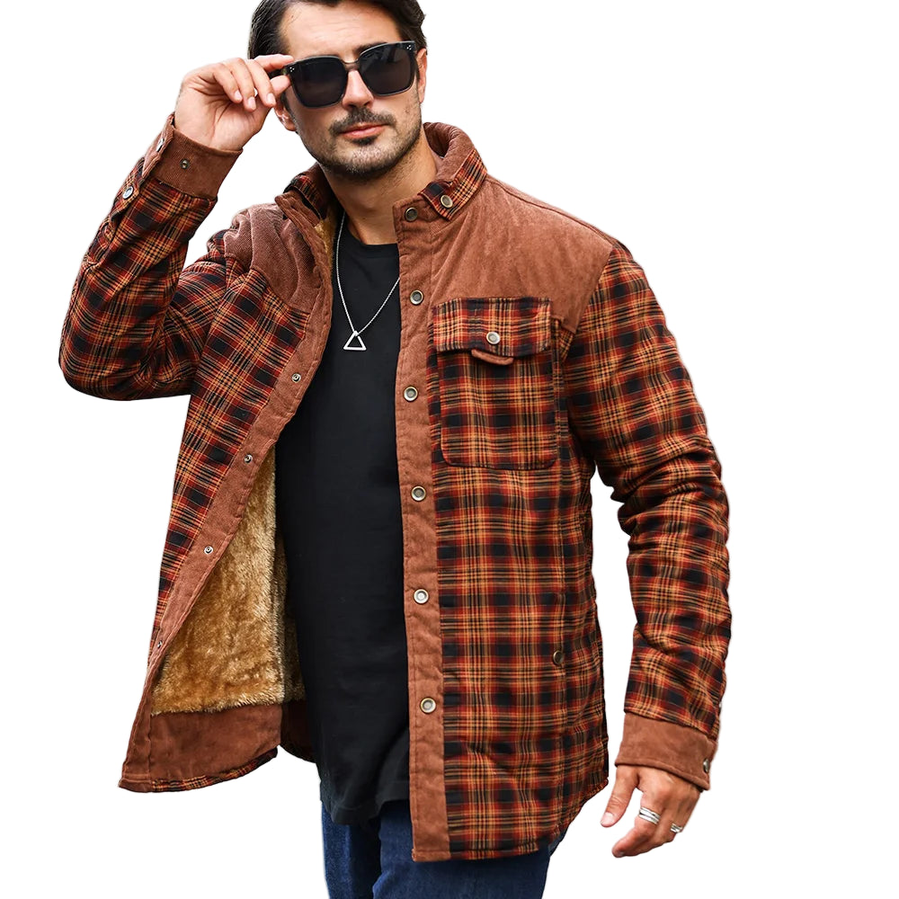 Herre Jakke Bomber Flanell Med Sherpa Fôr 4