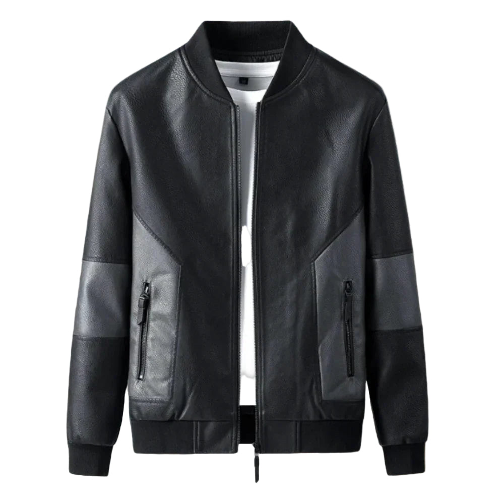 Herre Jakke Bomber Med Ribbestrikket Krage 0