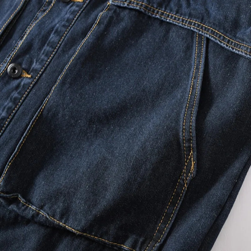 Herre Jakke Cargo Denim Urban Stil 4