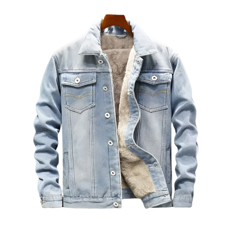 Herre Jakke Denim Fleece Fôr Klassisk Design 0