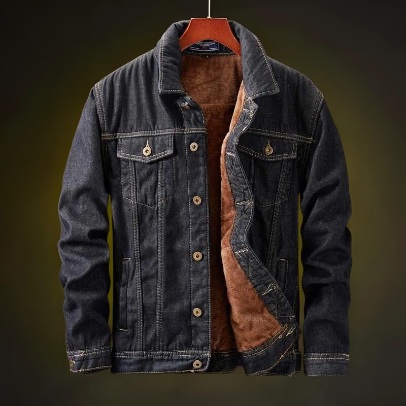 Herre Jakke Denim Fleece Fôr Klassisk Design 4