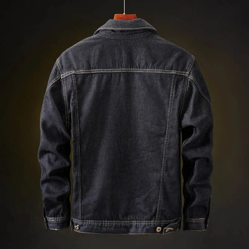 Herre Jakke Denim Fleece Fôr Klassisk Design 5